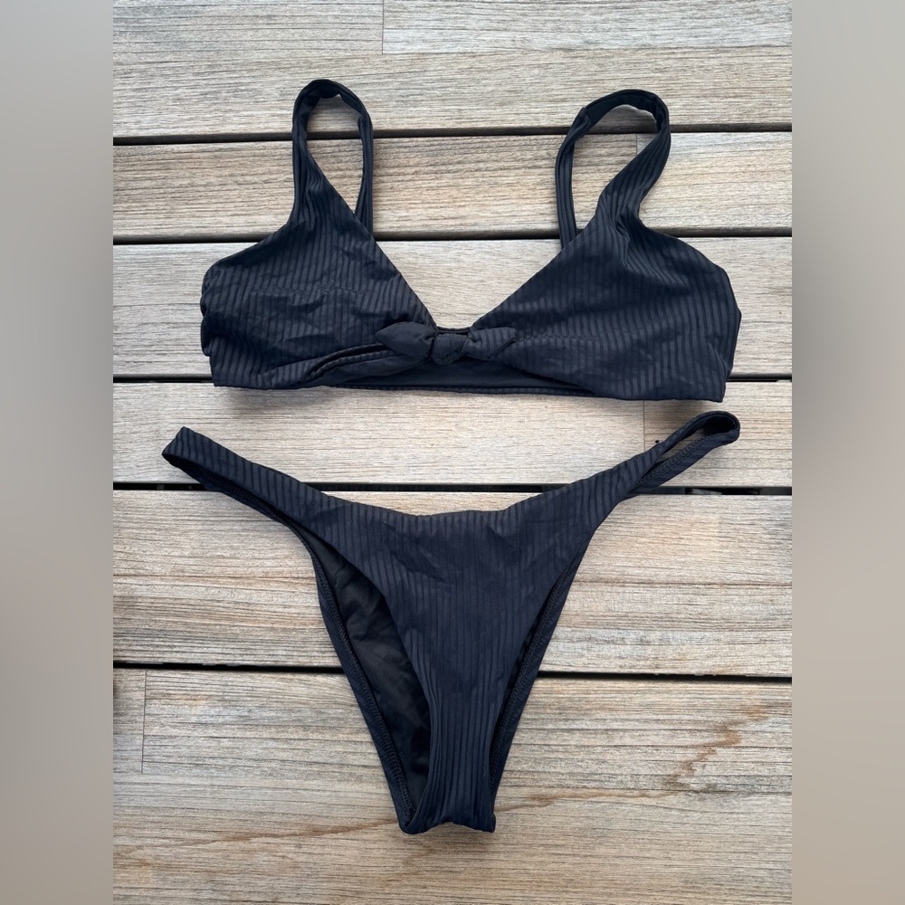 Vitamin A Black Ribbed Bikini Set